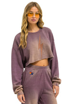 Retro BOLT STITCH CROPPED CREW SWEATSHIRT RELAXED - FADED MOCHA