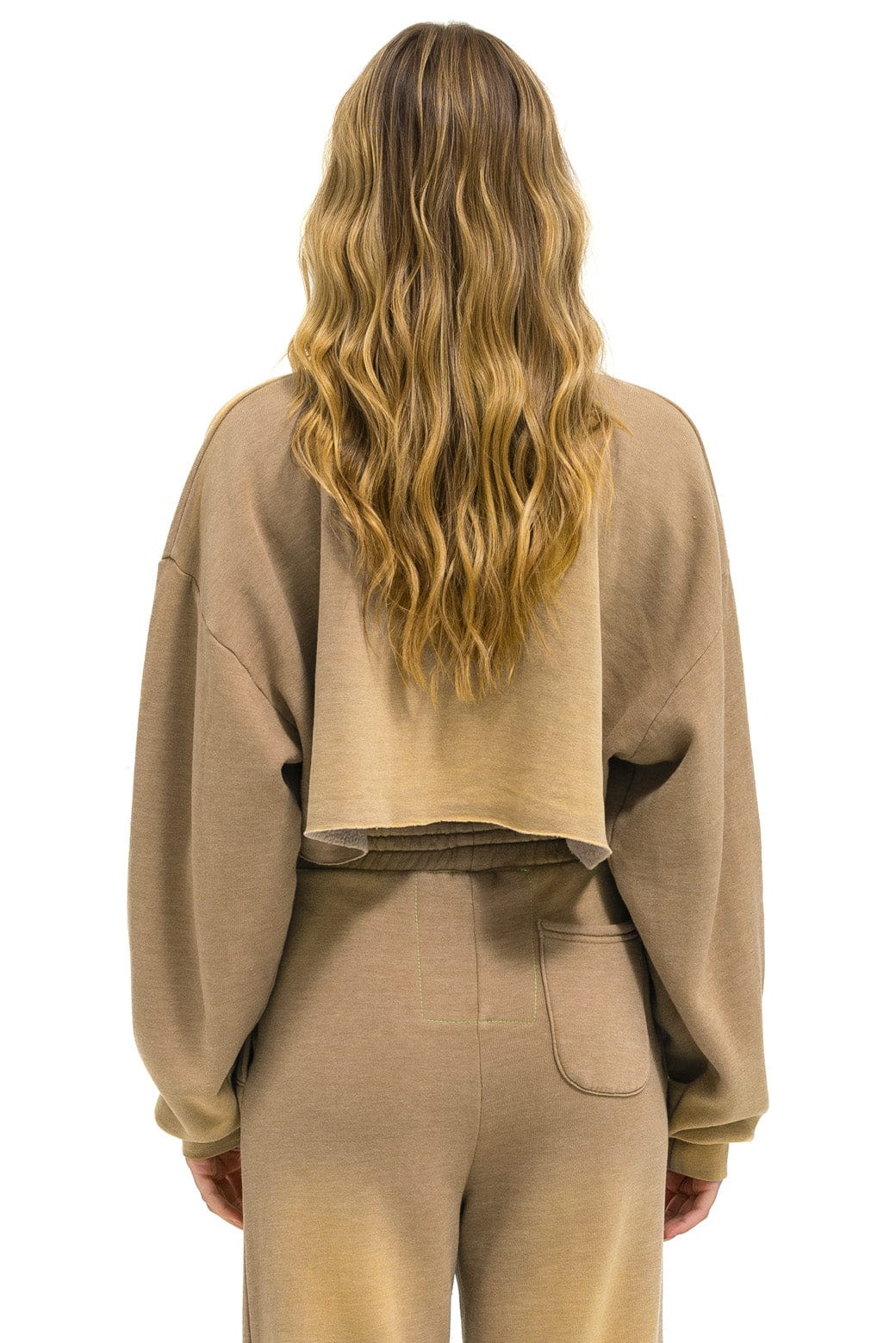 Retro BOLT STITCH CROPPED CREW SWEATSHIRT RELAXED - FADED TAN