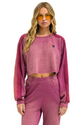 Retro CLASSIC STRIPE CROPPED CREW SWEATSHIRT RELAXED - FADED BERRY