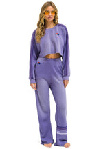 Retro CLASSIC STRIPE CROPPED CREW SWEATSHIRT RELAXED - FADED GRAPE