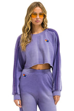 Retro CLASSIC STRIPE CROPPED CREW SWEATSHIRT RELAXED - FADED GRAPE