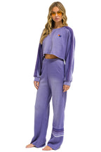 Retro CLASSIC STRIPE CROPPED CREW SWEATSHIRT RELAXED - FADED GRAPE