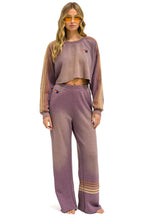 Retro CLASSIC STRIPE CROPPED CREW SWEATSHIRT RELAXED - FADED MOCHA