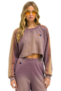 Retro CLASSIC STRIPE CROPPED CREW SWEATSHIRT RELAXED - FADED MOCHA