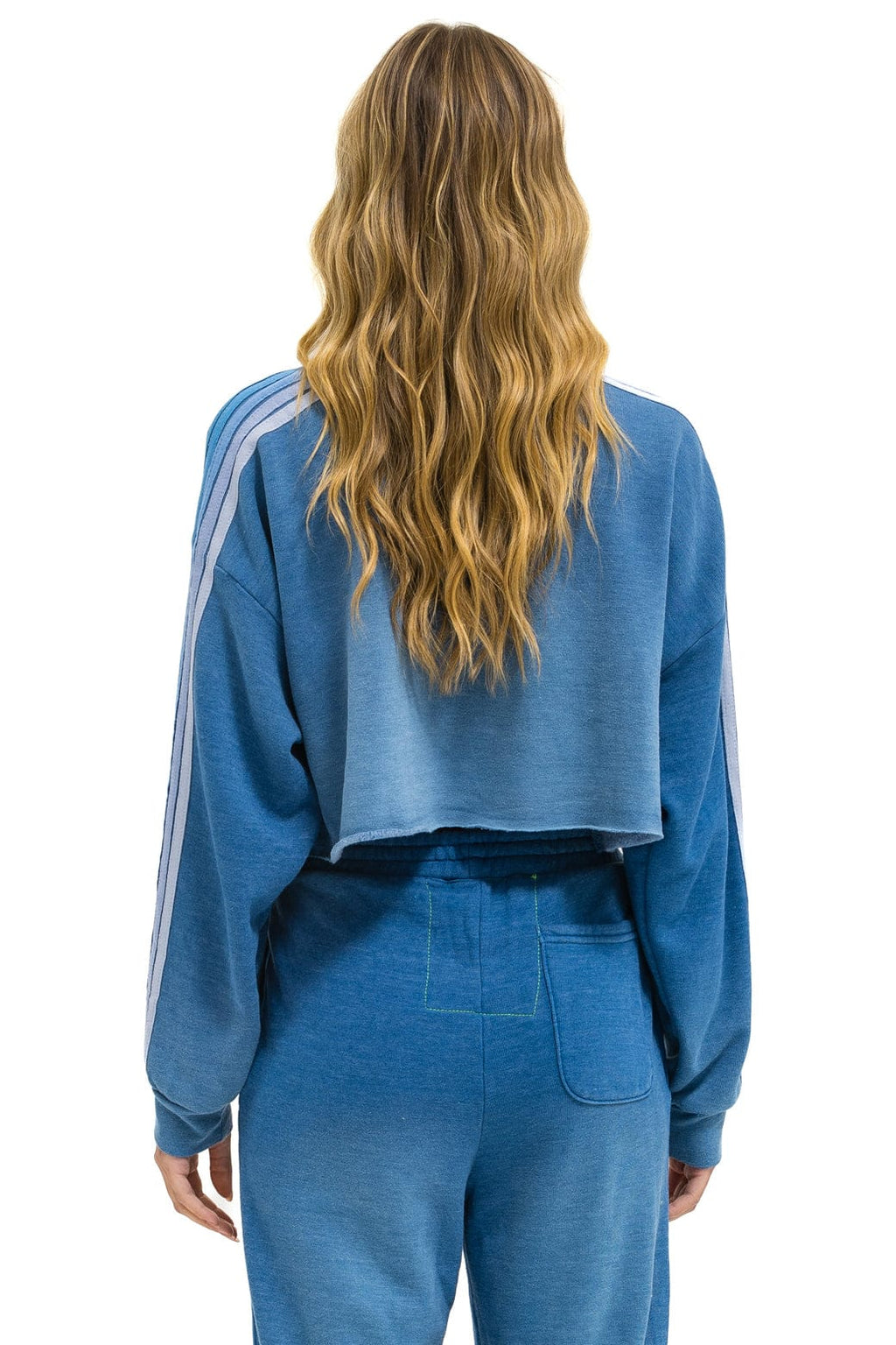 Retro CLASSIC STRIPE CROPPED CREW SWEATSHIRT RELAXED - FADED WATER
