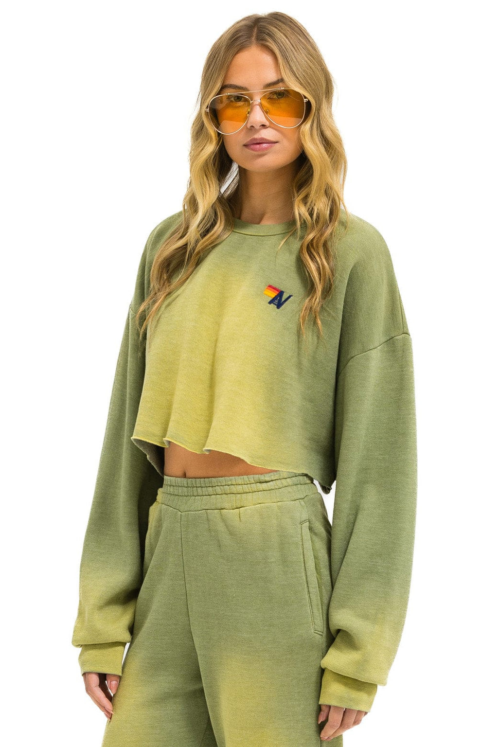 Retro ESSENTIAL CROPPED CREW SWEATSHIRT RELAXED - FADED ARMY