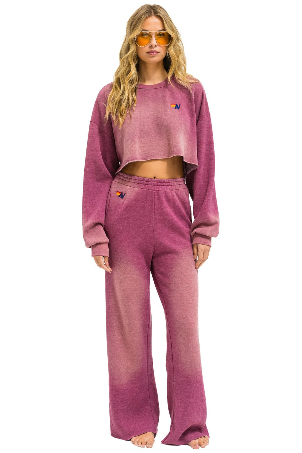 Retro ESSENTIAL WIDE LEG POCKET SWEATPANTS - FADED BERRY