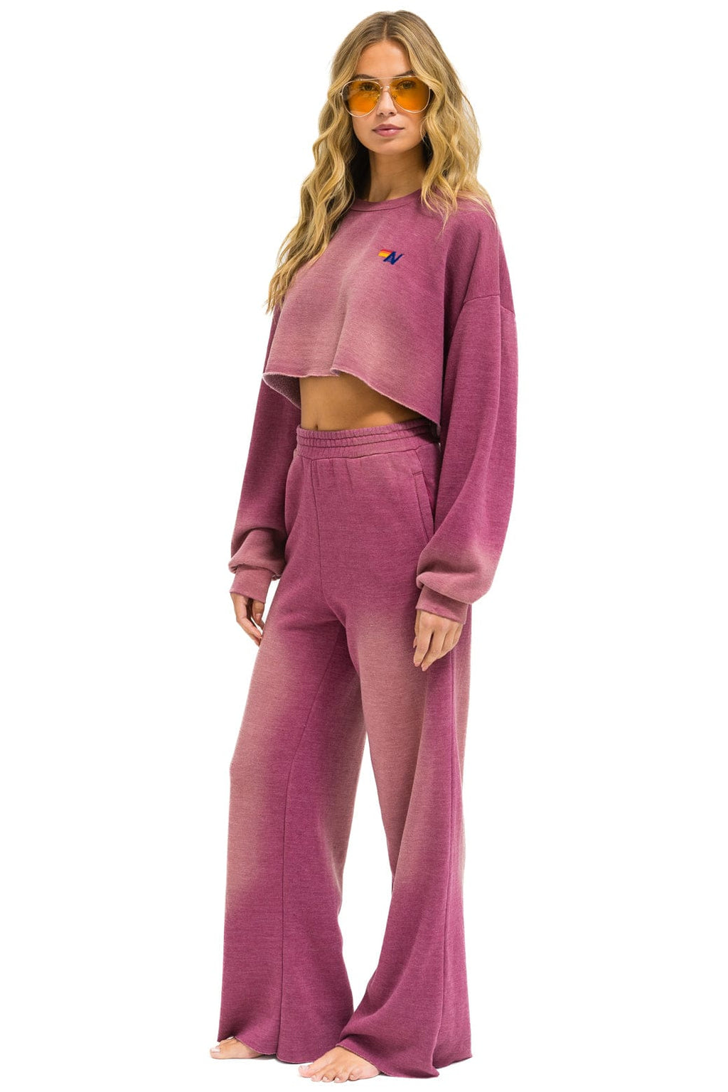 Retro ESSENTIAL WIDE LEG POCKET SWEATPANTS - FADED BERRY