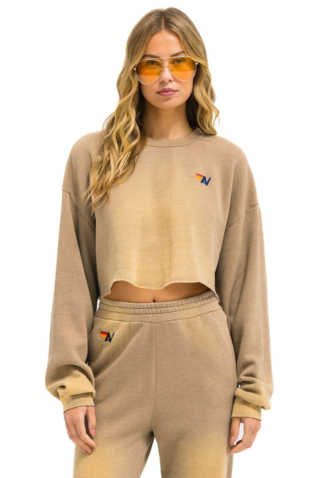 Retro ESSENTIAL CROPPED CREW SWEATSHIRT RELAXED - FADED TAN