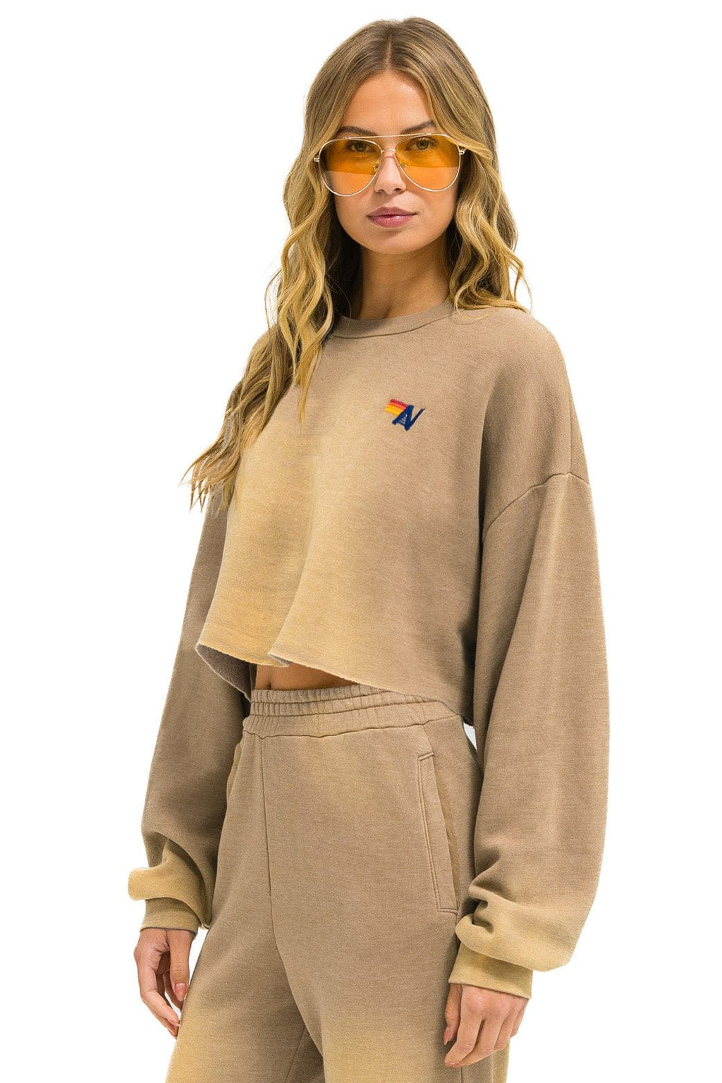 Retro ESSENTIAL CROPPED CREW SWEATSHIRT RELAXED - FADED TAN
