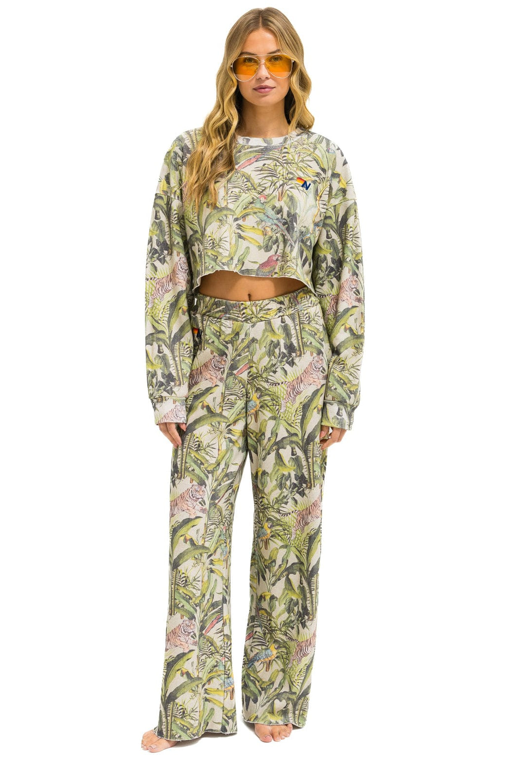 Retro JUNGLE WIDE LEG POCKET SWEATPANTS - SAND