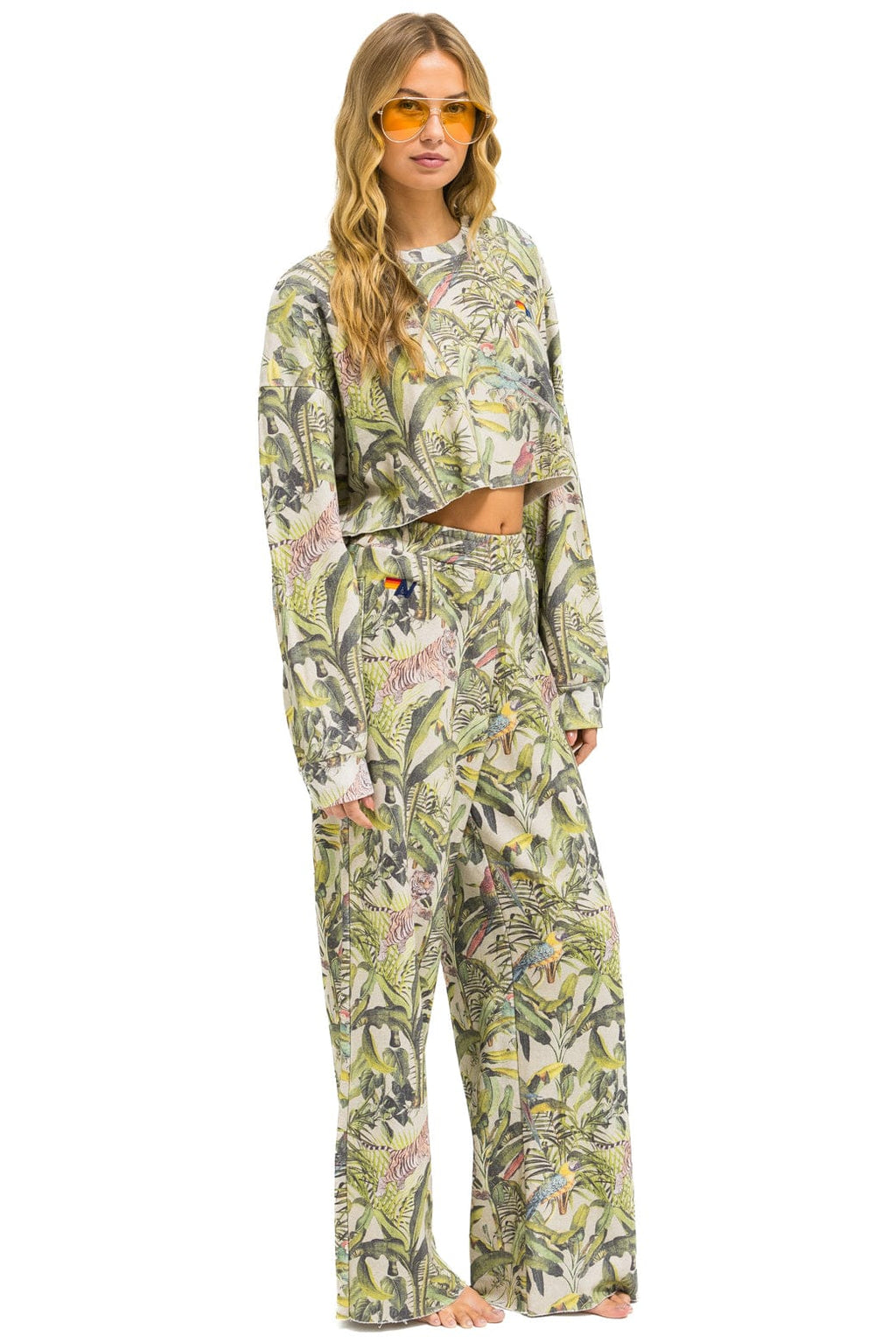 Retro JUNGLE CROPPED CREW SWEATSHIRT RELAXED - SAND
