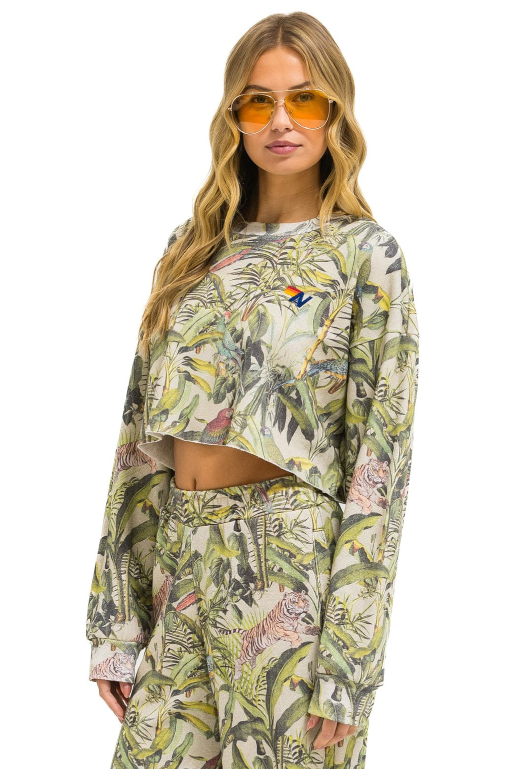 Retro JUNGLE CROPPED CREW SWEATSHIRT RELAXED - SAND
