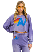 Retro VINTAGE LOGO CROPPED CREW SWEATSHIRT RELAXED - FADED GRAPE