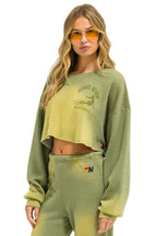 Retro VENICE SURFER CROPPED CREW SWEATSHIRT RELAXED - FADED ARMY