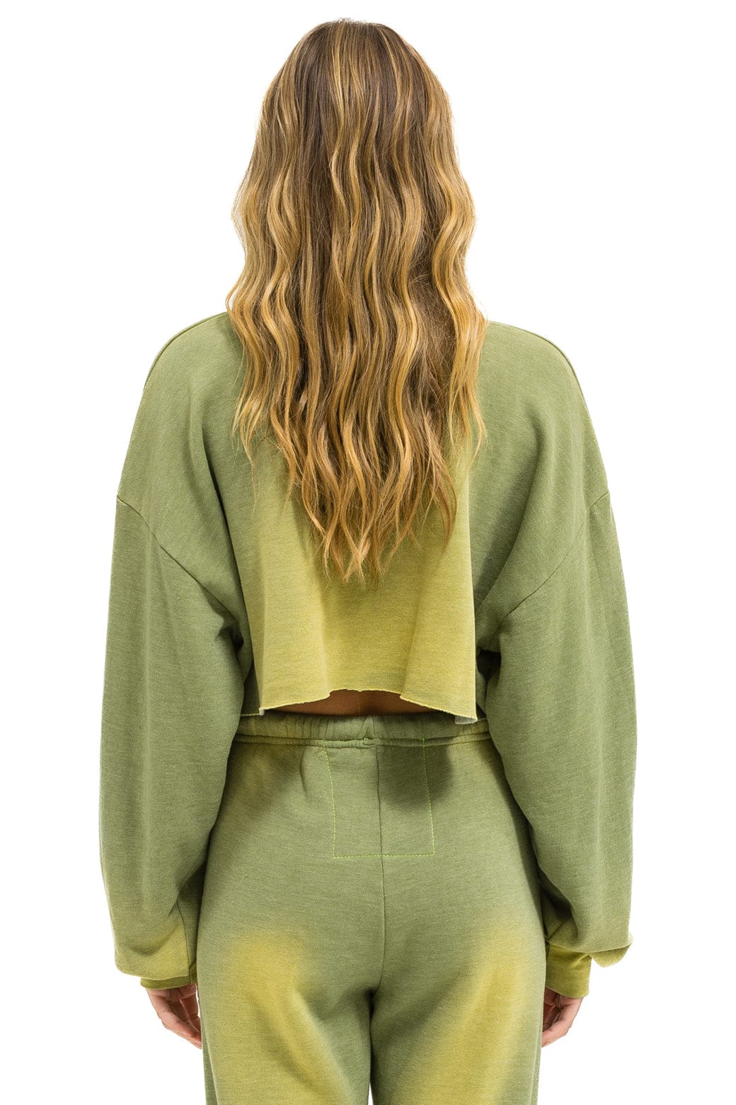 Retro VENICE SURFER CROPPED CREW SWEATSHIRT RELAXED - FADED ARMY