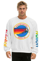 Retro AVIATOR NATION ASPEN RELAXED CREW SWEATSHIRT - WHITE