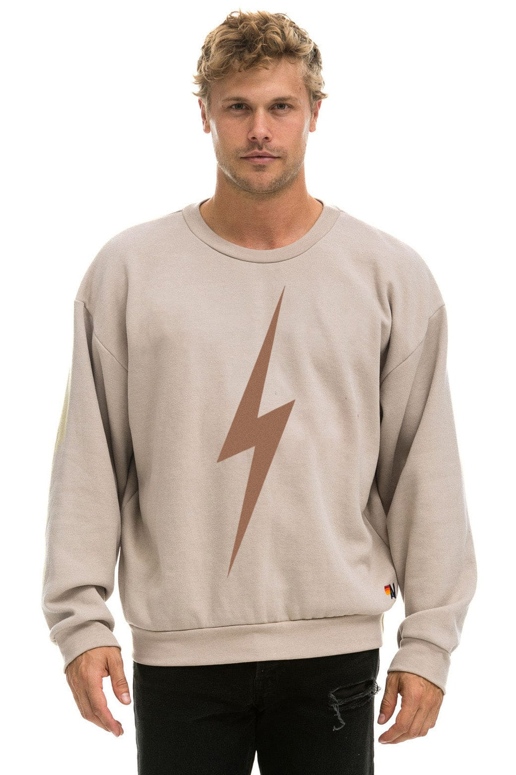 Retro BOLT RELAXED CREW SWEATSHIRT - SAND MOCHA