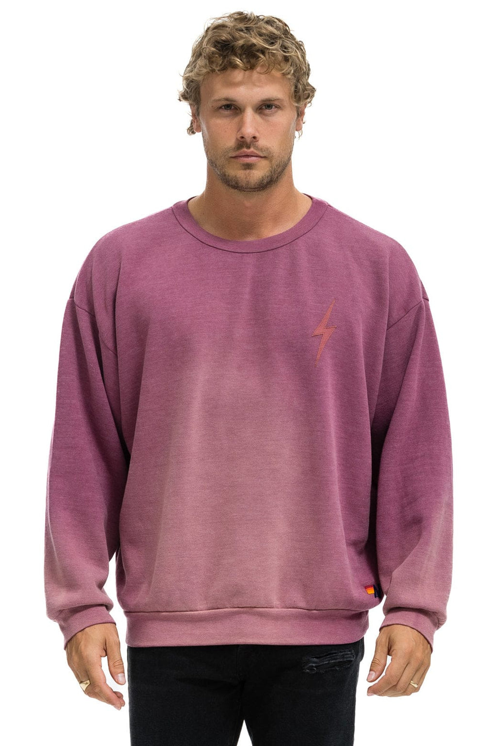 Retro BOLT STITCH 2 RELAXED CREW SWEATSHIRT - FADED BERRY