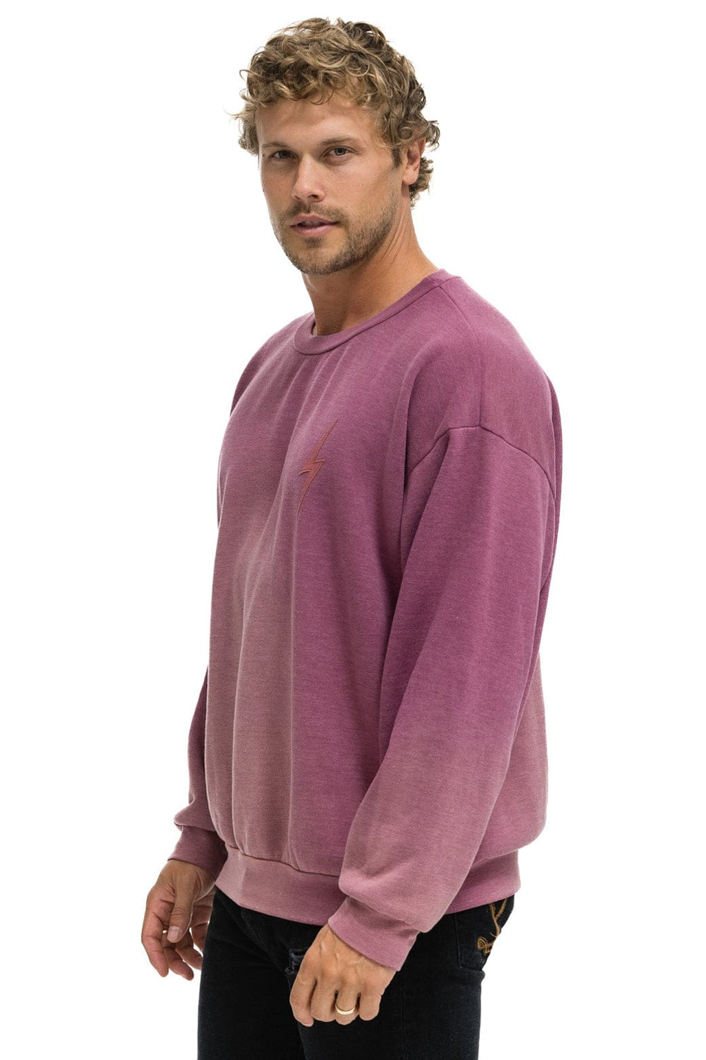 Retro BOLT STITCH 2 RELAXED CREW SWEATSHIRT - FADED BERRY