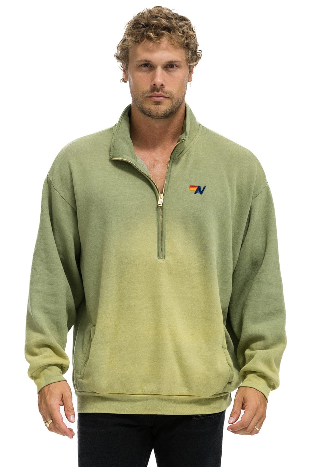 Retro ESSENTIAL HALF ZIP RELAXED SWEATSHIRT - FADED ARMY