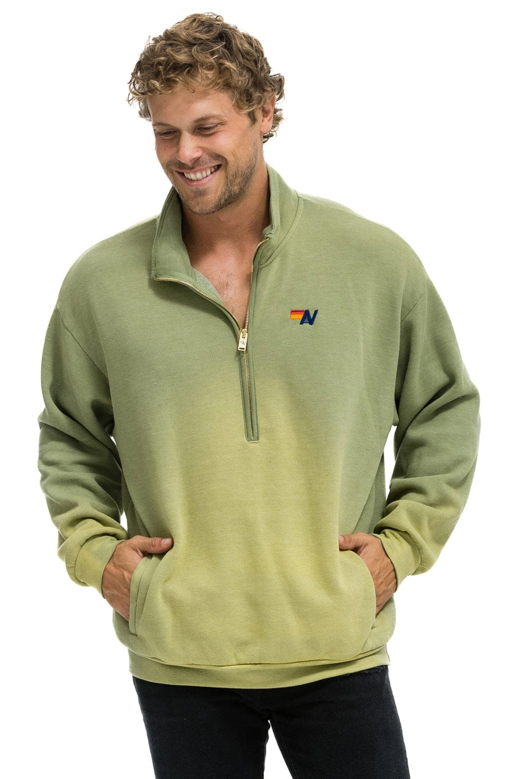 Retro ESSENTIAL HALF ZIP RELAXED SWEATSHIRT - FADED ARMY