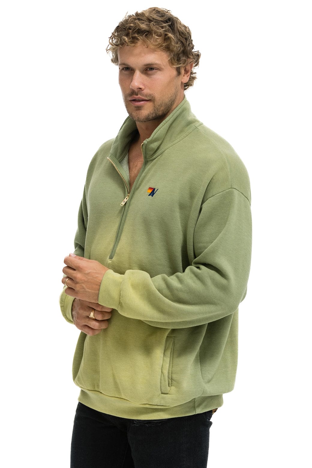 Retro ESSENTIAL HALF ZIP RELAXED SWEATSHIRT - FADED ARMY