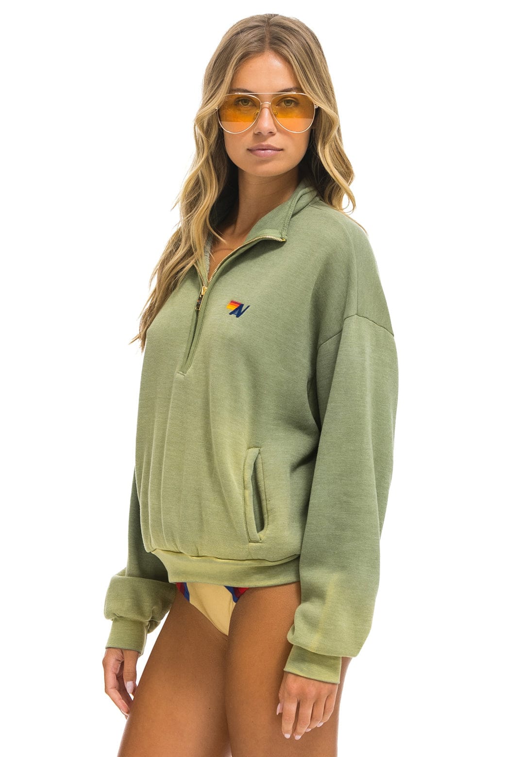 Retro ESSENTIAL HALF ZIP RELAXED SWEATSHIRT - FADED ARMY