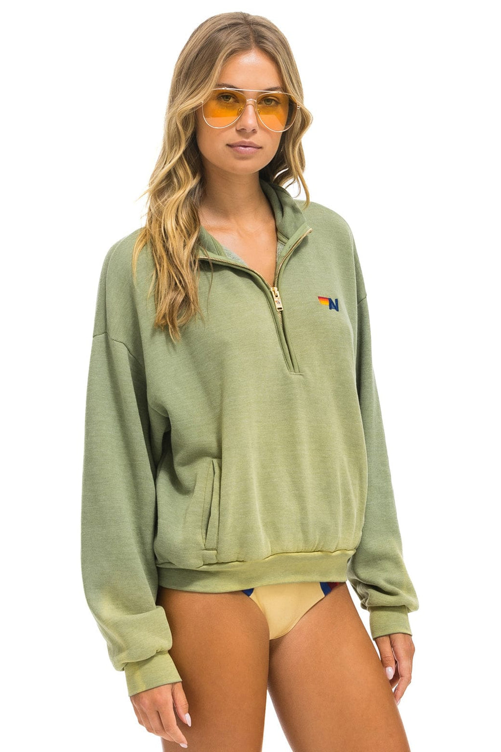 Retro ESSENTIAL HALF ZIP RELAXED SWEATSHIRT - FADED ARMY