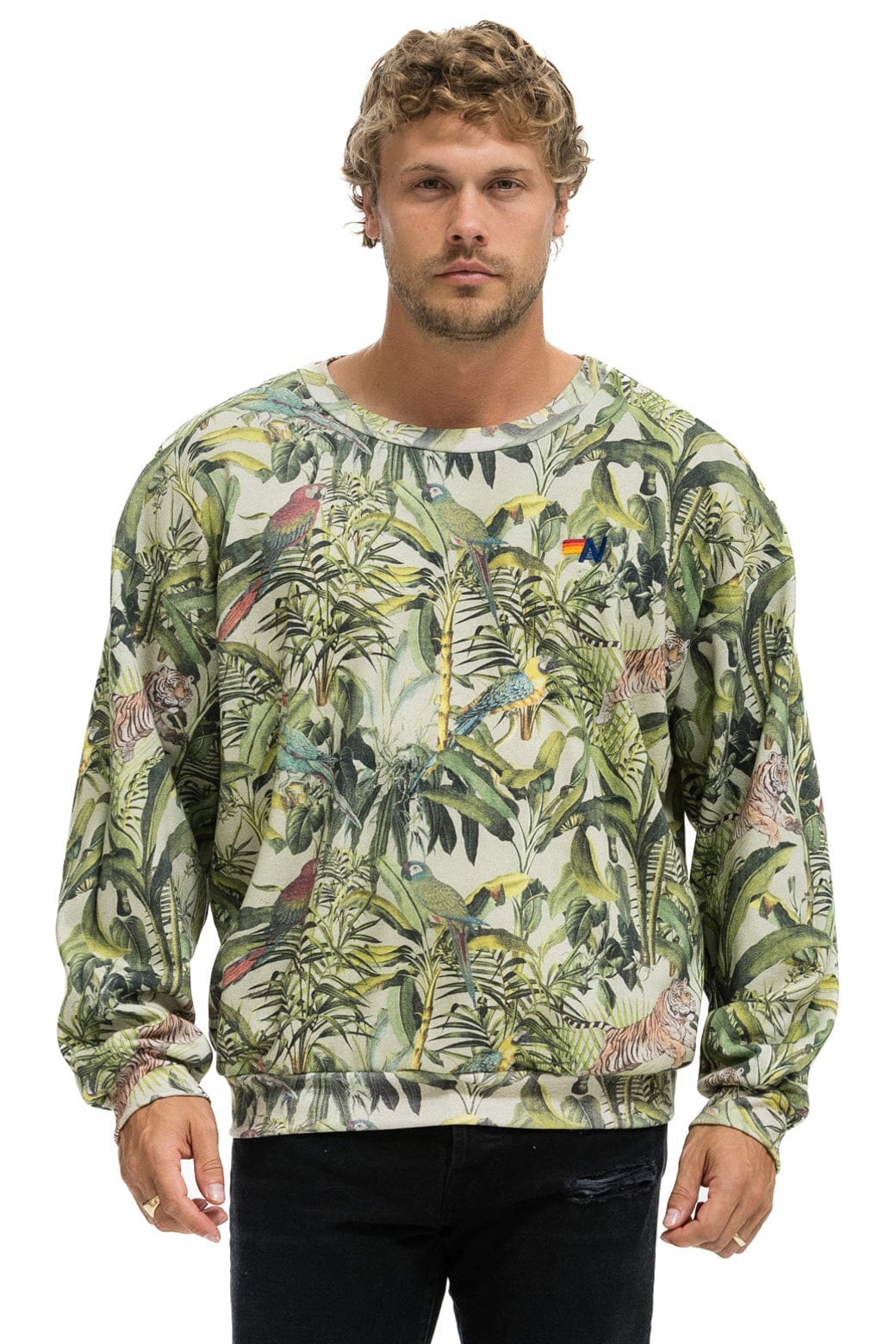 Retro JUNGLE RELAXED CREW SWEATSHIRT - SAND