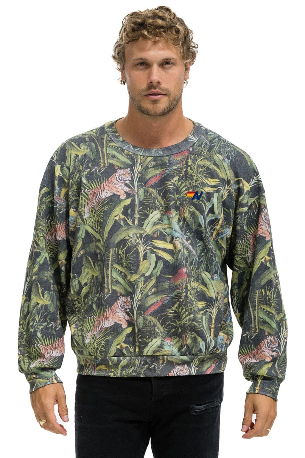 Retro JUNGLE RELAXED CREW SWEATSHIRT - VINTAGE CHARCOAL
