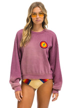 Retro BOLT BULLSEYE PATCH RELAXED CREW SWEATSHIRT - FADED BERRY