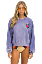 Retro CALIFORNIA SKIER PATCH RELAXED CREW SWEATSHIRT - FADED GRAPE