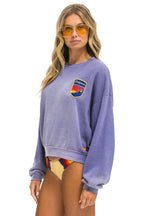 Retro CALIFORNIA SKIER PATCH RELAXED CREW SWEATSHIRT - FADED GRAPE