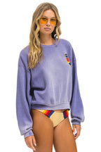 Retro CALIFORNIA SKIER PATCH RELAXED CREW SWEATSHIRT - FADED GRAPE
