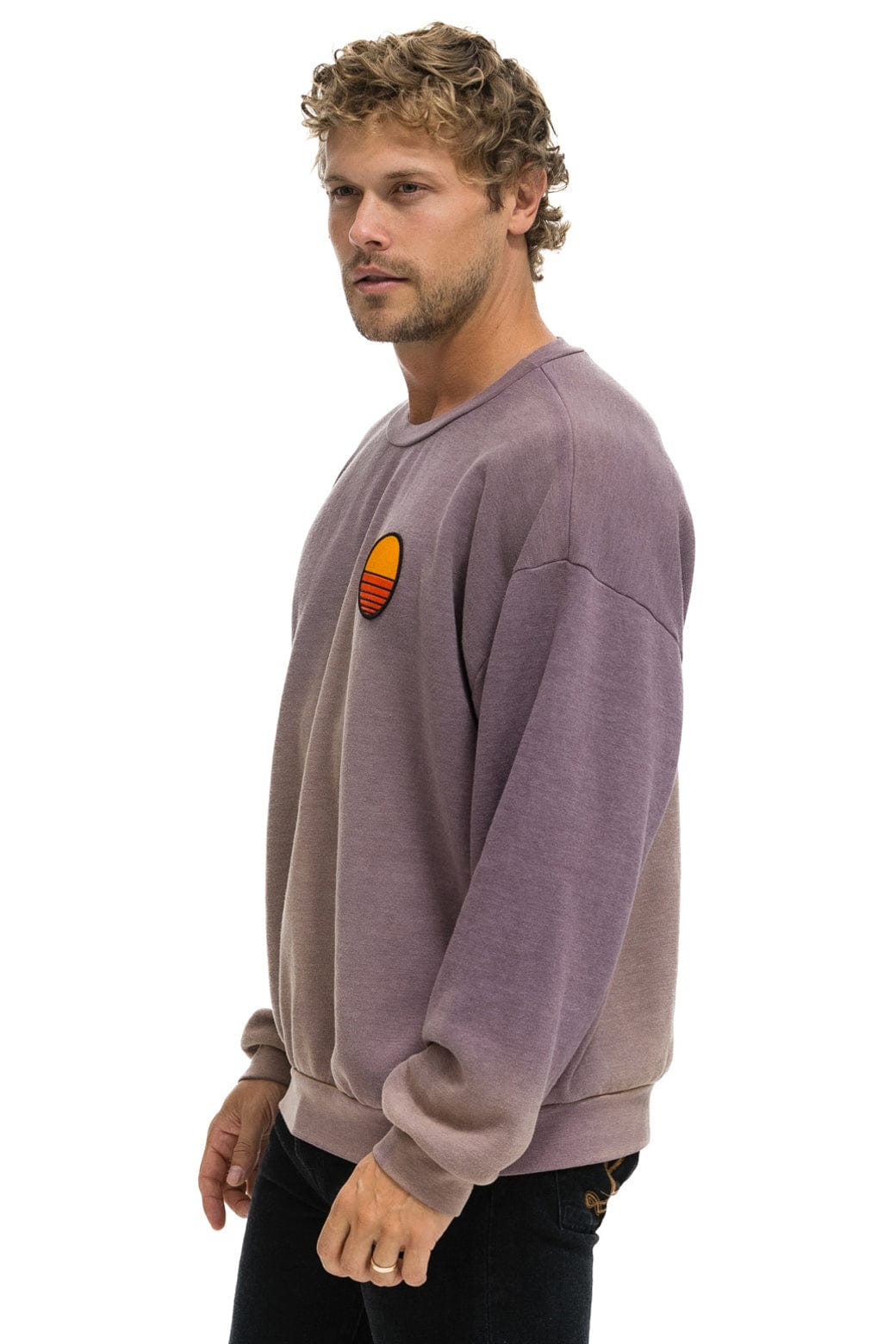 Retro SUNSET PATCH RELAXED CREW SWEATSHIRT - FADED MOCHA