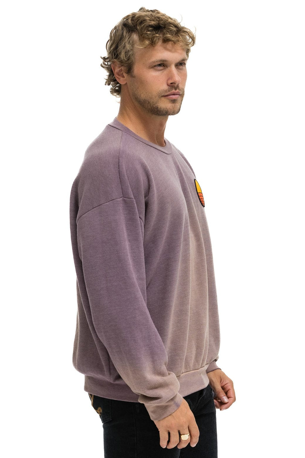 Retro SUNSET PATCH RELAXED CREW SWEATSHIRT - FADED MOCHA