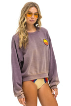 Retro SUNSET PATCH RELAXED CREW SWEATSHIRT - FADED MOCHA