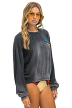 Retro LIVE FREE ADVENTURE PATCH RELAXED CREW SWEATSHIRT - FADED SMOKE