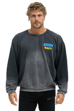 Retro LIVE FREE ADVENTURE PATCH RELAXED CREW SWEATSHIRT - FADED SMOKE
