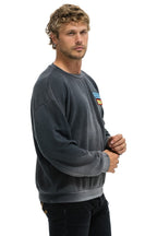 Retro LIVE FREE ADVENTURE PATCH RELAXED CREW SWEATSHIRT - FADED SMOKE