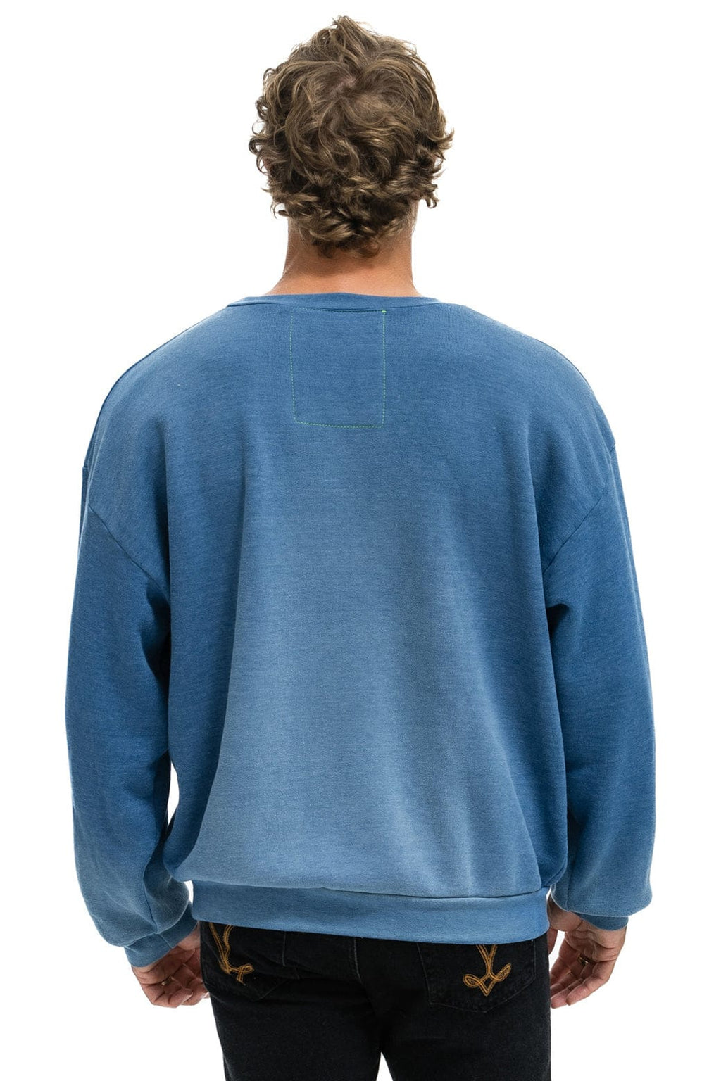 Retro SURFER WAVE PATCH RELAXED CREW SWEATSHIRT - FADED WATER