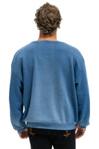 Retro SURFER WAVE PATCH RELAXED CREW SWEATSHIRT - FADED WATER