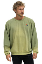 Retro RUGBY STITCH RELAXED CREW SWEATSHIRT - FADED ARMY