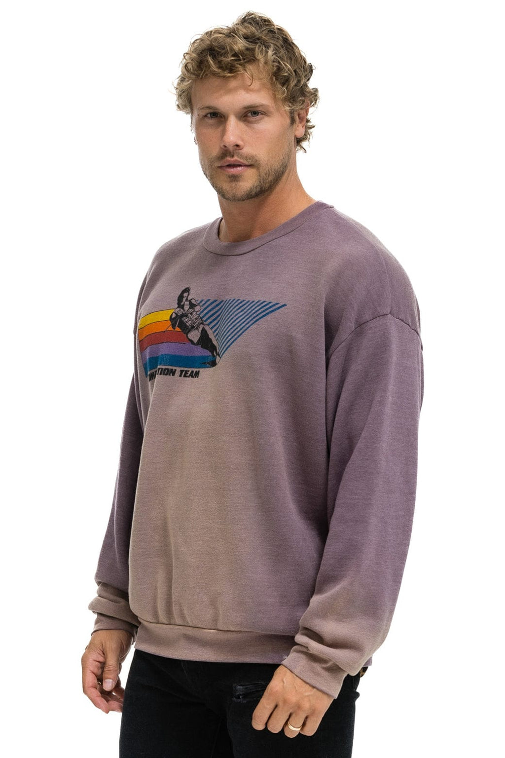 Retro WATER SKIER RELAXED CREW SWEATSHIRT - FADED MOCHA