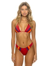Retro 5 STRIPE LUXE TRIANGLE BIKINI TOP - CRIMSON