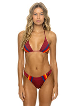 Retro 5 STRIPE LUXE BIKINI BOTTOMS - BURGUNDY