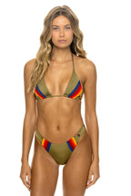 Retro 5 STRIPE LUXE BIKINI BOTTOMS - OLIVE