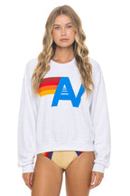 Retro LOGO RELAXED CREW SWEATSHIRT - WHITE