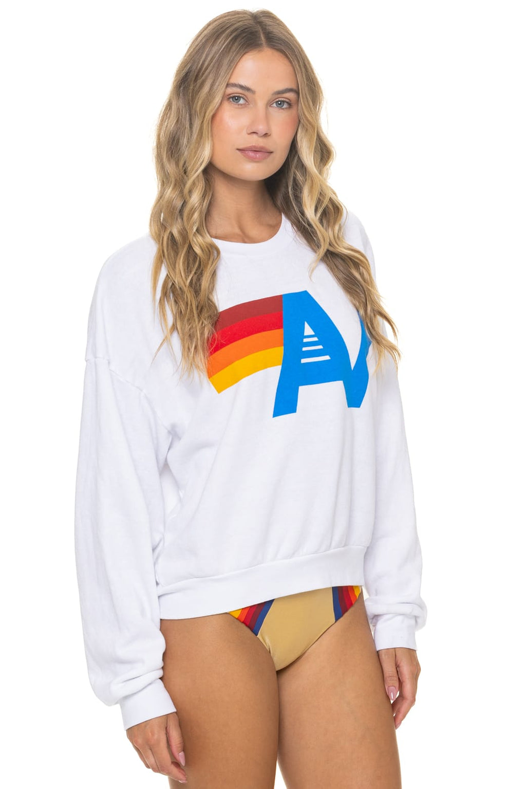 Retro LOGO RELAXED CREW SWEATSHIRT - WHITE